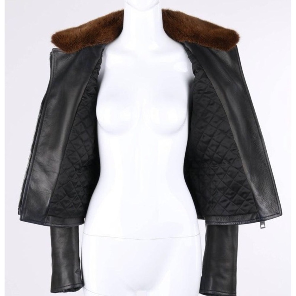 Burberry Prorsum Leather & Mink Motorcyle Jacket - Picture 4 of 5